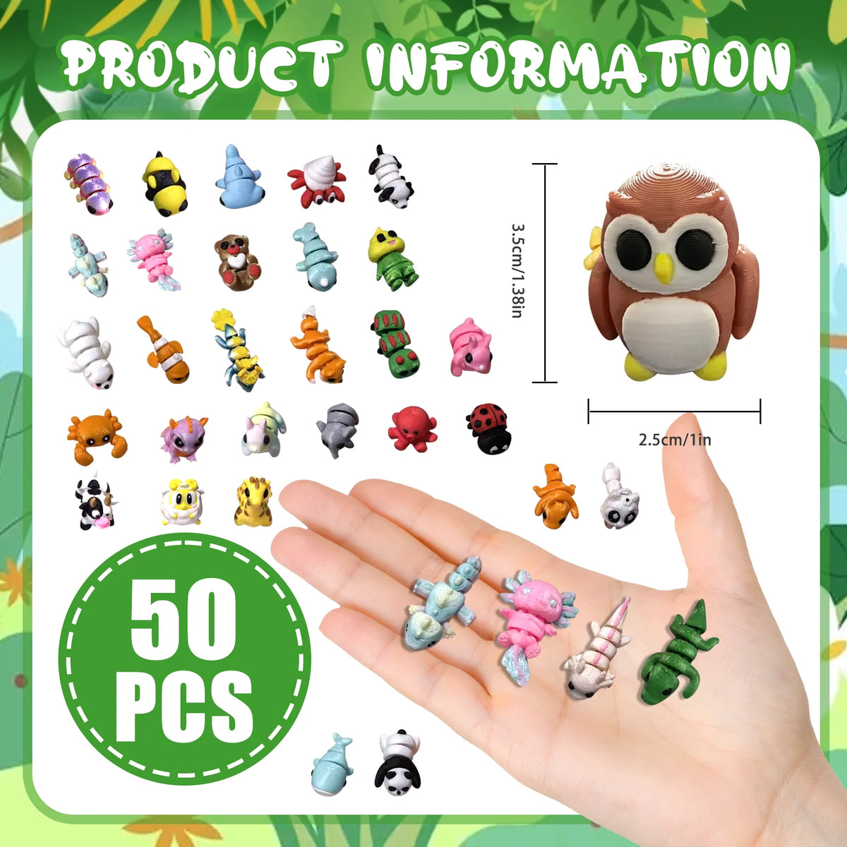Figuras de animales articuladas en miniatura – Paquete variado impreso en 3D