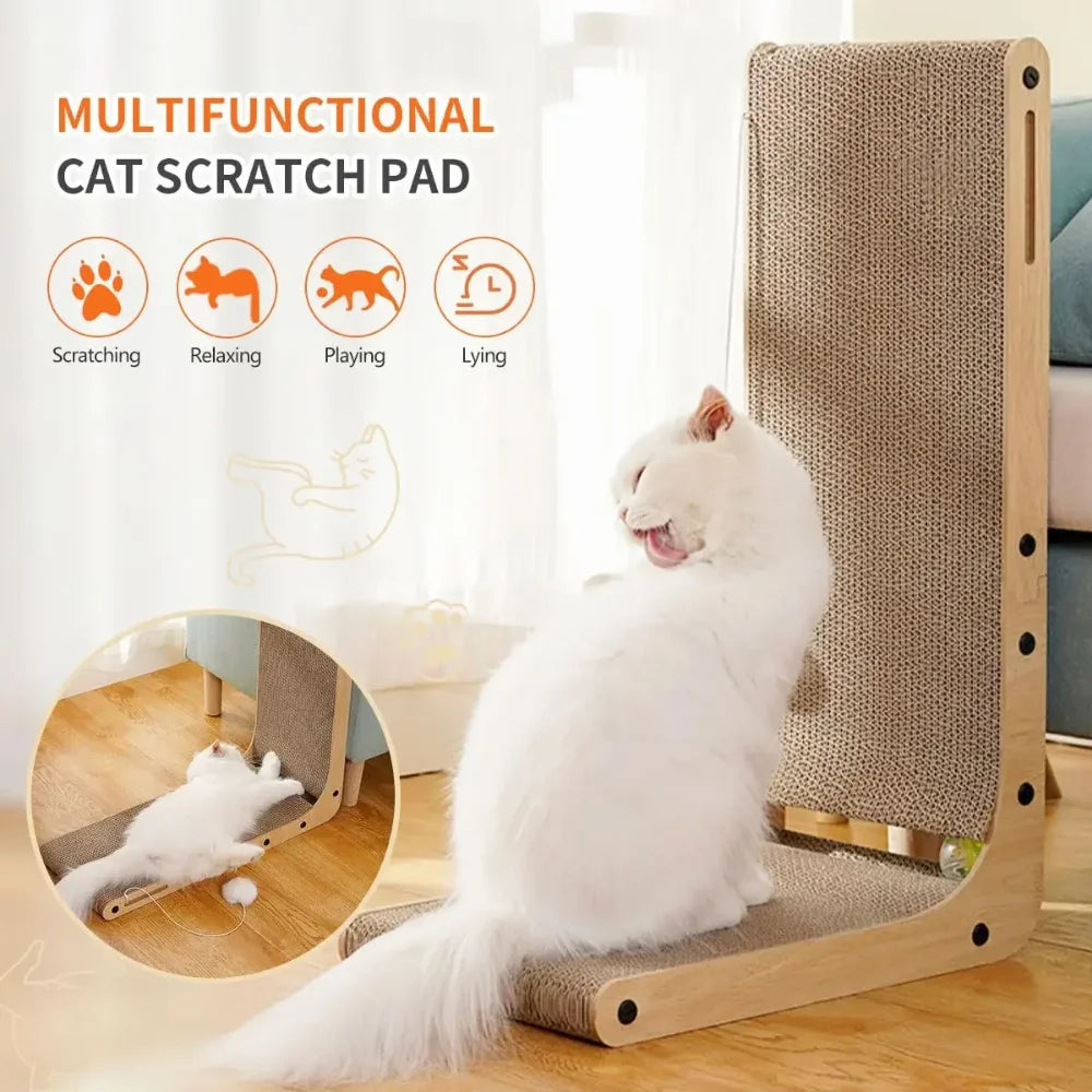 Sofá rascador para gatos en forma de L de cartón