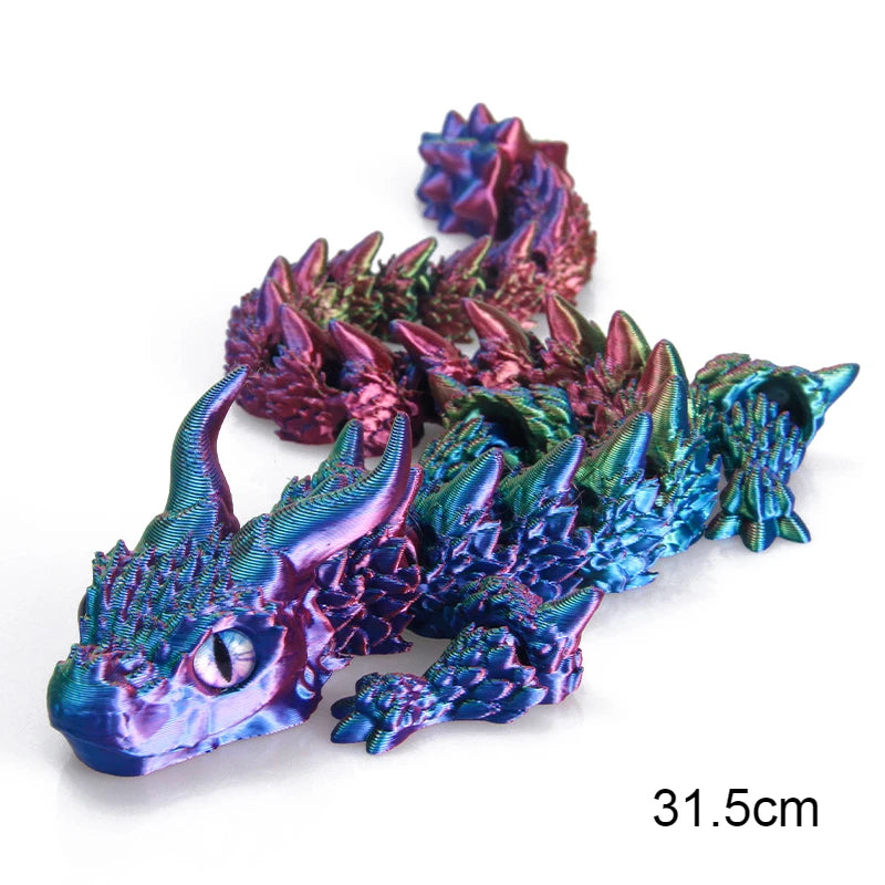 Dragón de cristal articulado impreso en 3D – Figura flexible antiestrés de 8 pulgadas