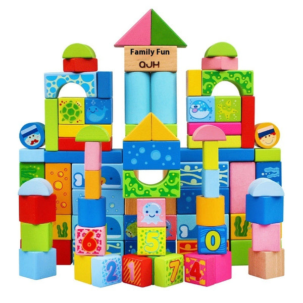 Set de rompecabezas de bloques de construcción de madera - Juguete educativo para niños pequeños