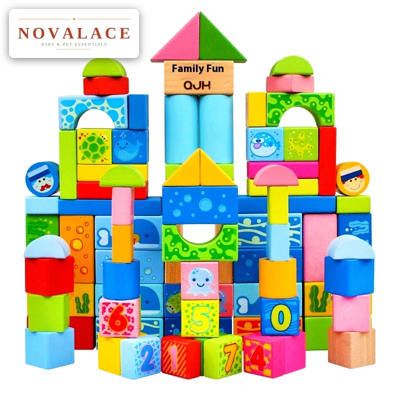 NOVALACE - Wooden Building Blocks Puzzle Set